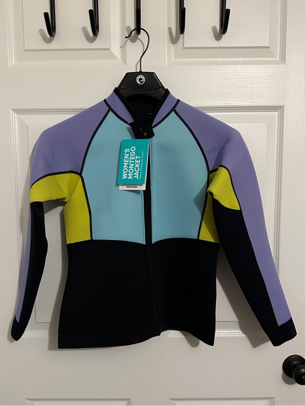 Women’s Seadoo Colorblock Neoprene Swim Jacket - Pastel Blue, Lavender & Yellow